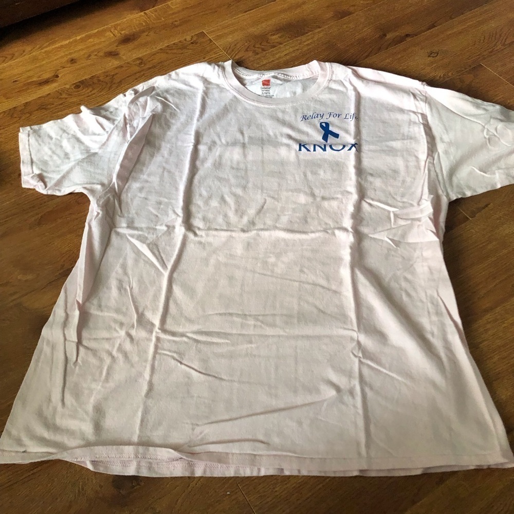 Pink relay for life short shirt graphic tee in size XL
